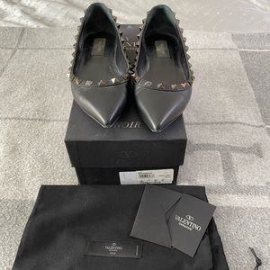 Valentino Black Rockstud Ballet Flats SZ 36.5